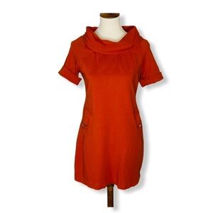 Claude Brown Retro Style Designer Shift Dress Burnt Orange Pockets Womens Sz 6